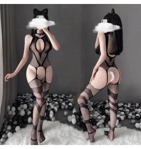 FEE ET MOI - Seductive Open Bust Crotchless Bodystocking (Black)